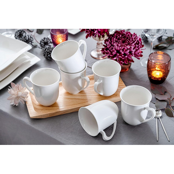 Sänger | Paris Mug Set - 6 Piece Mug Set for 6 People Made of Porcelain, Teacup with Handle for Everyday Use, Cup Set 330 ml Expandable | PREMIUM COLLECTION