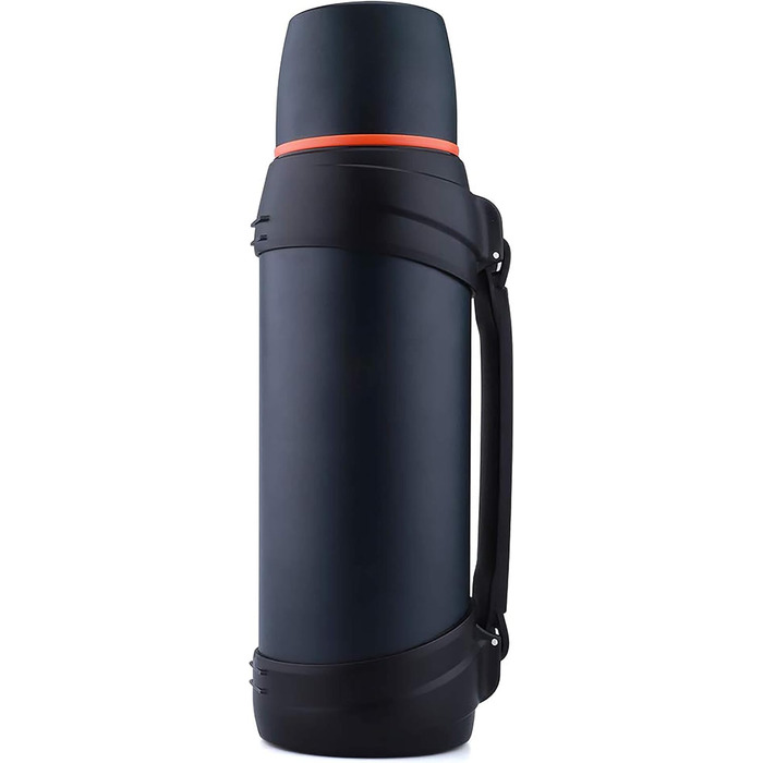 2.5L Thermos Flask/Thermos Jar, Stainless Steel Insulated Flask/Drinking Bottle, Insulated Flask with 2 Drinking Cups, Double-Walled Insulation Camping Water Bottle, 24h Hot & Cold (Dark Blue)