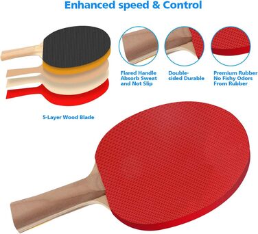 FBSPORT Набір для настільного тенісу Професійний: 2 ракетки, сітка, 6 м'ячів, сумка. Для гри в приміщенні та на вулиці. Чорний