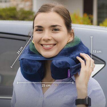 Подушка для шиї Cabeau Evolution Earth Deluxe з піною Memory Foam, чорна - найкраща підтримка голови, шиї та підборіддя