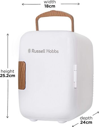Russell Hobbs Mini Portable Cooler & Warmer - Drink, Beauty & Skincare - AC/DC - Scandi Style White & Wood Effect