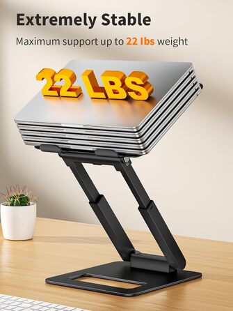 Adjustable Laptop Stand for Desk - Telescopic & Ergonomic Design - Fits 10-17 inch Laptops (Black)