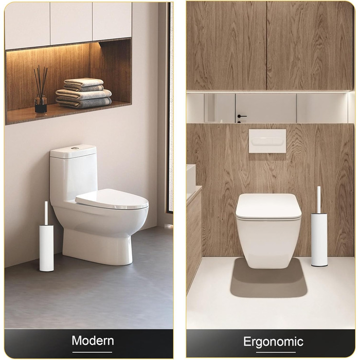 Металева щітка для унітазу Dazi з підставкою, 2 шт. для глибокого очищення, захист від бризок та засорювання (білий)