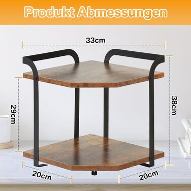 Corner shelf for kitchen with 2 tiers, spice rack wood, kitchen shelf, kitchen organizer, corner shelf for kitchen countertop, shelf for kitchen countertop, small shelf for kitchen, living room, office, 30 x 30 x 32cm