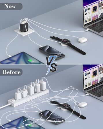 Мережевий адаптер USB C 50W 5 портів (2 USB C + 3 USB A) для iPhone, iPad, Samsung Galaxy, Google - білий/чорний