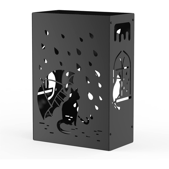 Mango Monstera Umbrella Stand - Black Raining Cats Design | Decorative Entryway Stand