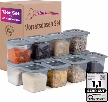 Airtight Food Storage Containers with Lids, Set of 12, 0.74 L Storage Containers, Kitchen Organizer Boxes, BPA Free, Kitchen Storage & Organization for Cornflakes, Flour, Cereal