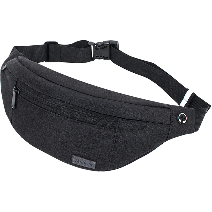 Чоловіча/жіноча поясна сумка-рюкзак на пояс, водонепроникна, для спорту, бігу, кемпінгу, подорожей (чорна)