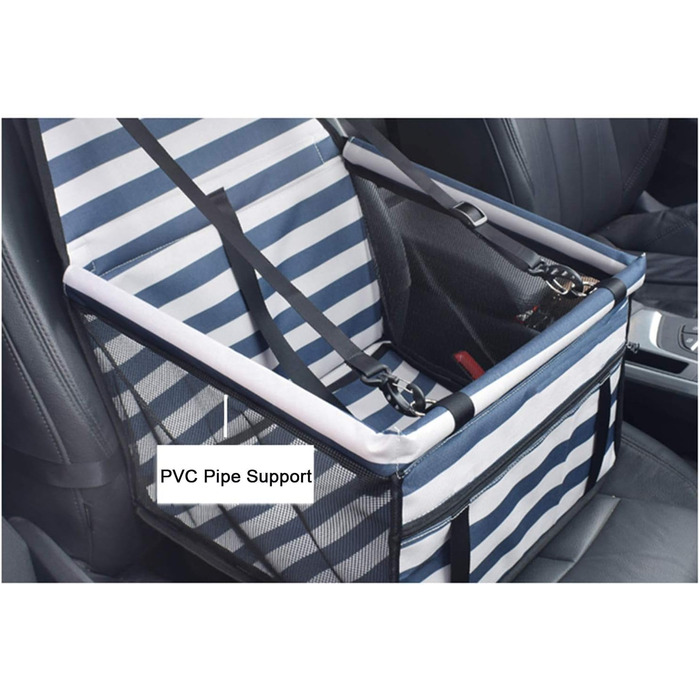 Автомобільний чохол на сидіння для собак та котів, дихаючий, водонепроникний, з безпечною шлейкою, блакитний у смужку