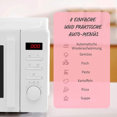 Мікрохвильова піч Comfee CMSN 20di біла: 20л, 700W, LED-дисплей, 8 меню, таймер, внутрішнє освітлення