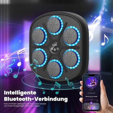 Електронна боксерська машина RevFit з LED-підсвіткою, Bluetooth, 9 режимів швидкості та режим підрахунку ударів, для дітей та дорослих, 45 см