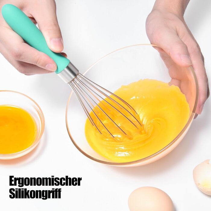 Міксер ручний Doosu 28 см з нержавіючої сталі, 8 гнучких дротів для збивання та змішування (Aqua Sky, S-23cm)
