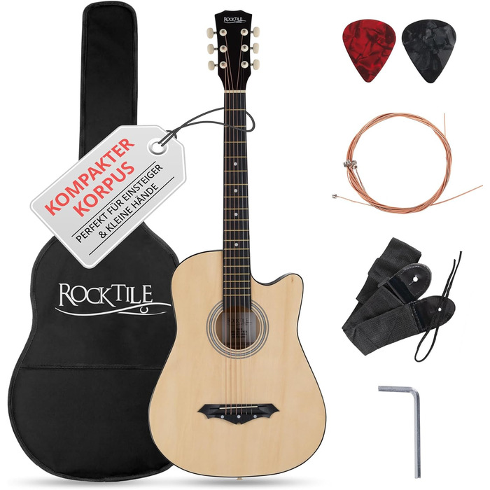 Rocktile WSD-5C-NT: Акустична гітара Western Slim Line Dreadnought - Натуральний колір (з аксесуарами)