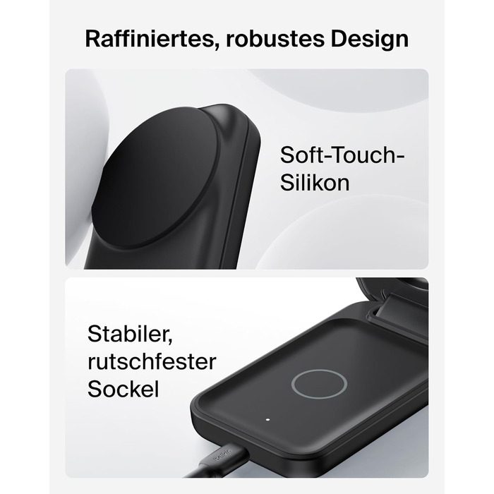 Зарядний станція Belkin UltraCharge 3 в 1 з Qi2.2, 25W, сумісна з MagSafe, для iPhone, AirPods, Apple Watch, Pixel, з адаптером 45W - Чорний