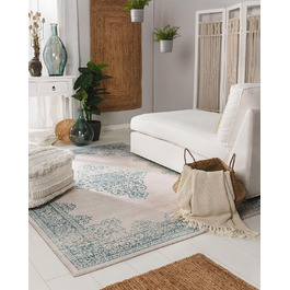 benuta pop Laury Rug - Synthetic Fiber - Rectangular & in Vintage Style - Easy to Care For for Living Room, Bedroom, Turquoise, 200x300 cm 200 x 300 cm (Rectangular) Turquoise
