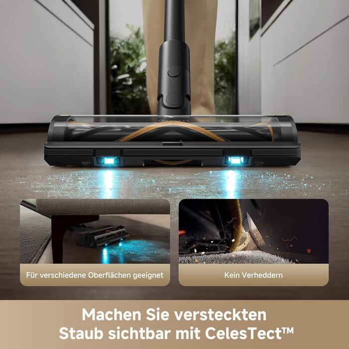 Dreame Z10 - Бездротовий пилосос з потужністю 190AW, LED-дисплеєм та функцією розпізнавання бруду, синій LED, для прибирання дому, шерсті тварин та килимів