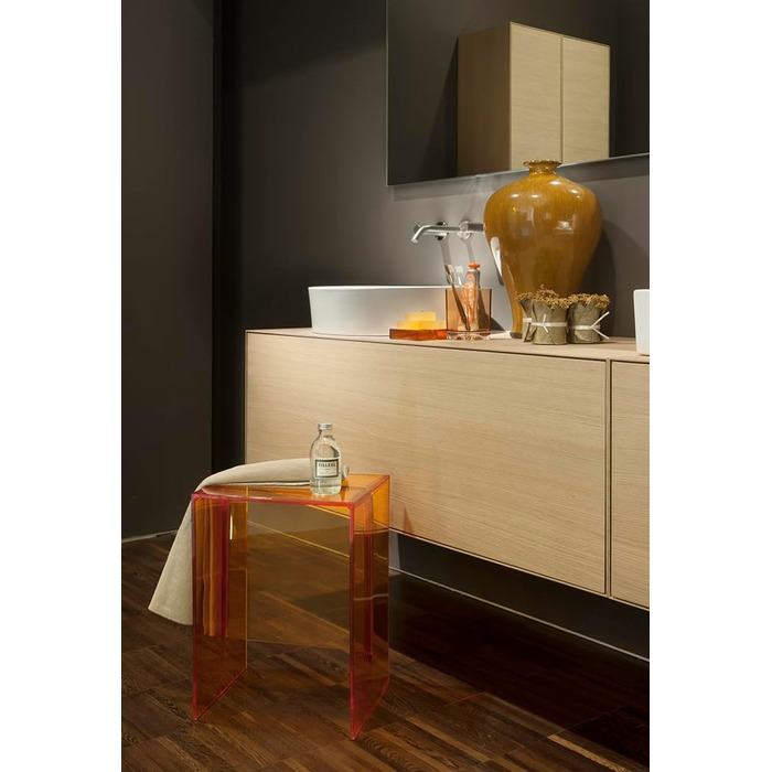 Kartell Boxy Toothbrush Holder, Plastic, Transparent, 7 x 7 x 12 cm (Soap Dish, Rosa Nude)