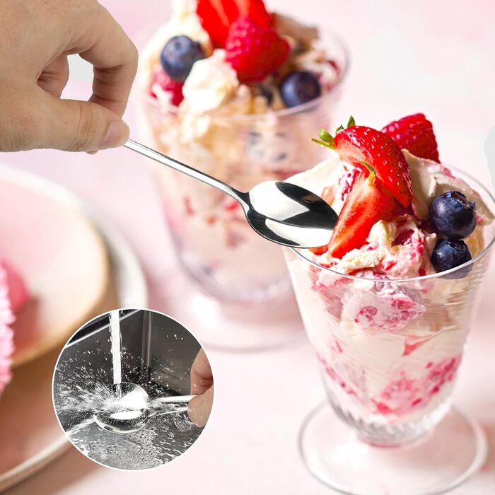 12 довгих ложок для лате макіато, 20 см: коктейльні, для морозива, кави, молочних коктейлів, десертів, нержавіюча сталь, придатні для миття в посудомийній машині