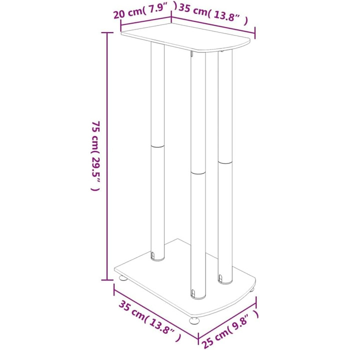 Підставка для колонки vidaXL, 2 шт., чорно-срібна, з 3 колонами, з антиковзними ніжками