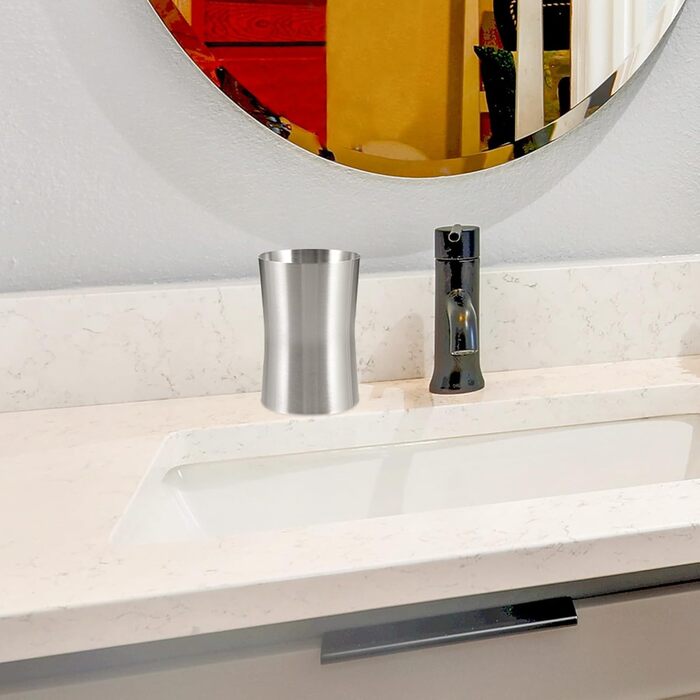 Cabilock Stainless Steel Cup, Brushed Nickel, Bathroom Cup, Toothbrush Holder, Toothbrush Holder, Grey, Toothbrush Holder, Wall Mount, Water Bottle, Toothpaste Holder for Bathroom