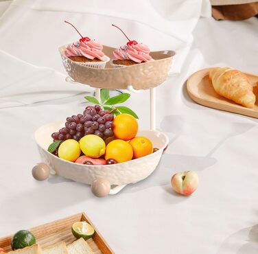 Багатоярусна фруктова етажерка, миска для фруктів, пластикова, з металевою полицею, сервірувальний стійка, фруктові миски для буфетів, закусок, овочів та десертів