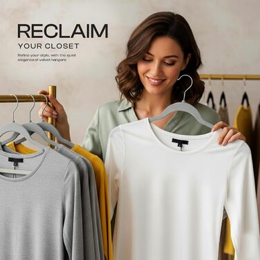 Плечики для одягу Utopia Home з оксамиту - антиковзкі, міцні, для курток та светрів (сірий, 20 шт.)