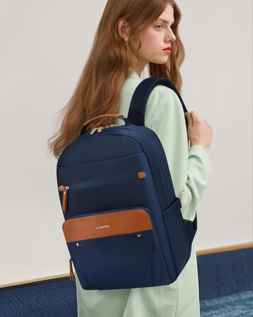 LOVEVOOK Рюкзак для ноутбука, жіночий, 15.6 дюймів, водонепроникний, для роботи, навчання, подорожей, темно-синій