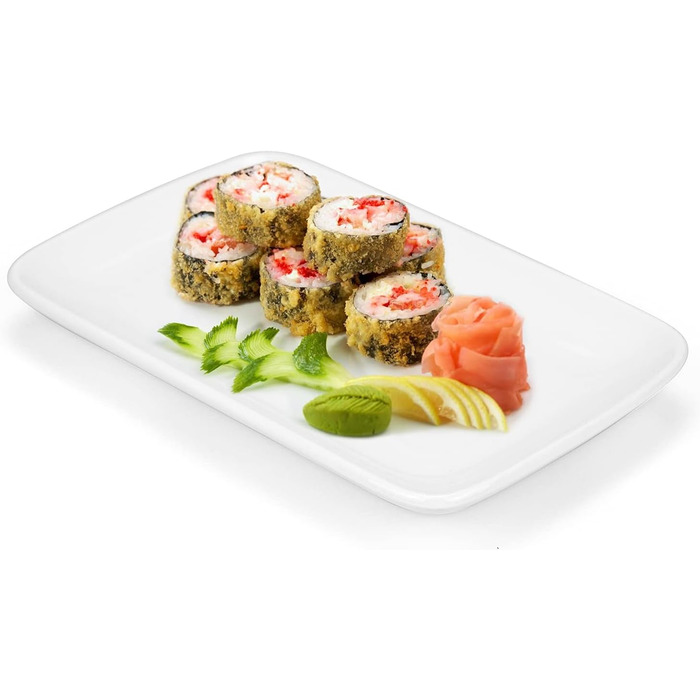 Набір Foraineam з 8 прямокутних порцелянових тарілок 8 дюймів (20x12x2.5 см) - для десерту, закусок, салатів
