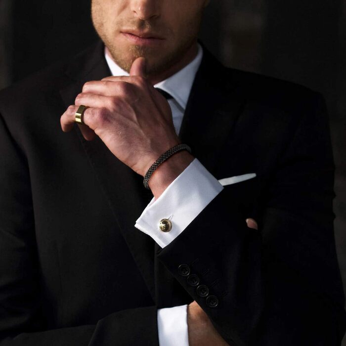 Чоловічий шкіряний браслет Casisto.J з нержавіючою сталлю, гравіювання, коричневий, плетений, з магнітною застібкою (18.0 см, індивідуальний колір - світло-коричневий)