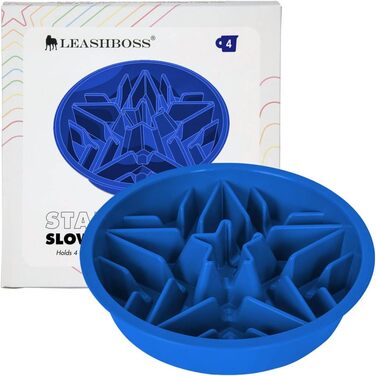 Миска для собак Leashboss Anti Sling Bowl - Лабіринт для підвищення місця годівлі - Повільний годівник для собак великих, середніх та малих порід (2 чашки - 19,1-20,3 см годівниці, блакитна)