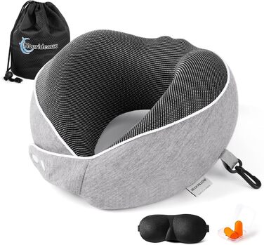 Подушка для шиї в дорозі: зручна подушка-шия для подорожей літаком, автомобілем та потягом (сіра)