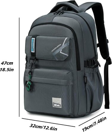 Шкільний рюкзак для підлітків та дітей: рюкзак для школи, 8-14 років, великий, для початкової та середньої школи (темно-сірий)