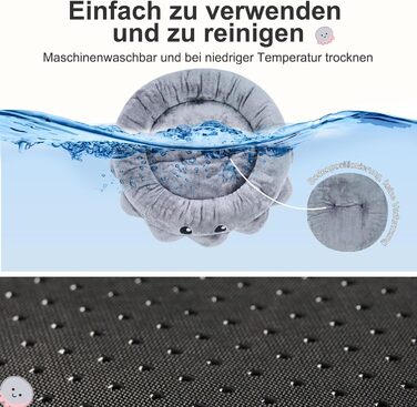 Кругле ліжко для собак та котів Jiupety Boho, рожеве/сіре, XL/M, знімний коврик, ліжко-антистрес для великих собак