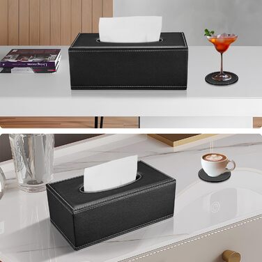 Склянка для серветок, органайзер для тканинних серветок, чорний, 25x13,5x9,5 см (з 4 підставками в подарунок)