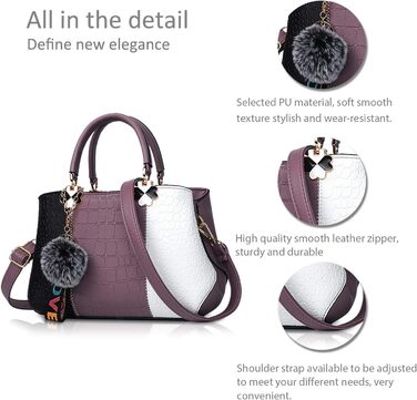 Сумка жіноча NICOLE & DORIS 2025 шкіряна чорна з пухнастим помпоном та знімним ремінцем через плече