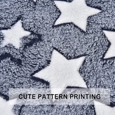 М'який флісовий плед для домашніх тварин (собаки/коти), блакитний фон з білими зірками, 89 x 68 см