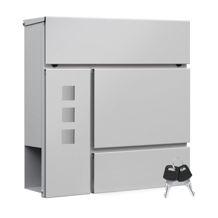 Поштовий ящик WOLTU XXL з відділенням для преси, захистом від реклами, оглядовим вікном, замком (2 ключі), антрацит (сірий) 37x37x10.5 см