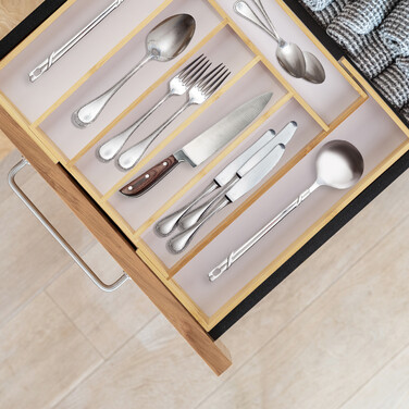 Relaxdays Bamboo Cutlery Box, 40cm, Extendable
