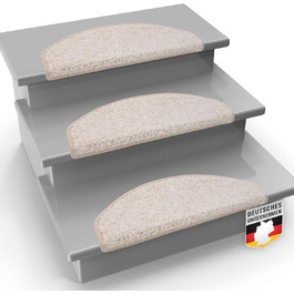 Casa Pura Shaggy Barcelona Stair Treads - 15 Piece Set | Non-Slip, Soft High Pile Carpet | 65x23.5cm | Cream