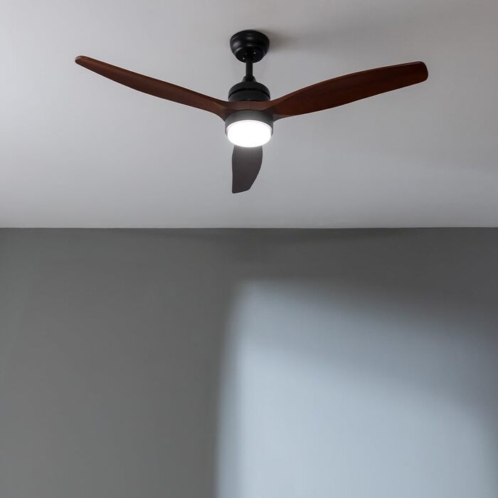 Стельовий вентилятор з підсвічуванням Cecotec EnergySilence Aero 5275 DarkWood 40W, 52 дюйми, DC мотор, пульт, LED, таймер, режими зима/літо, регульована висота, чорний колір