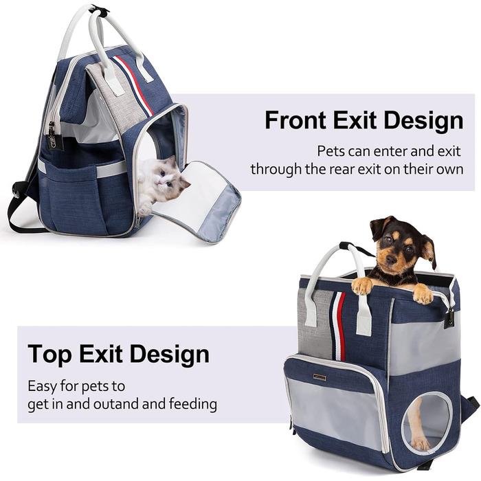 Рюкзак для котів та маленьких собак Galatée, дихаючий, для подорожей, походів, кемпінгу (світло-сірий)