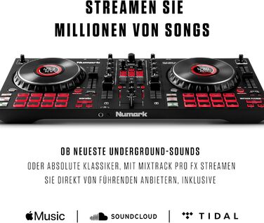 DJ контролер Numark NS4FX: 4 канали, Touch-Jogwheels, Pads, ефекти, Serato DJ Lite, чорний