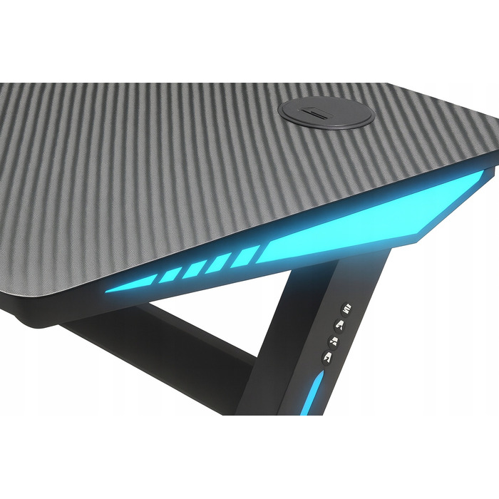 Ігровий комп'ютерний стіл з LED-підсвіткою, сучасний геймерський стіл, 140 см, чорний