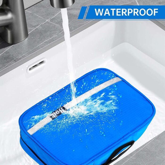 Сумка для туалетних аксесуарів на блискавці, дорожня, для жінок та чоловіків, з 4 відділеннями, вантажна, для кемпінгу, оксфорд (блакитна), M