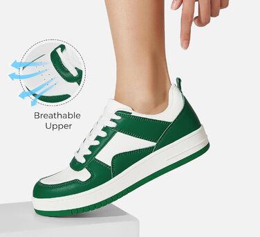 Жіночі кросівки LUCKY STEP з блискучими стразами, шкіряні низькі кросівки на шнурівці, зручні та стильні кросівки для ходьби (40 EU, Зелений Білий)