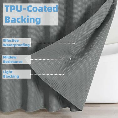 Шторка для душу FY&XZH з гачками, важка, водонепроникна, з ТПУ-покриттям, стиль готелю з сітковим вікном, 2 гачки, зелений (83 x 83 см)