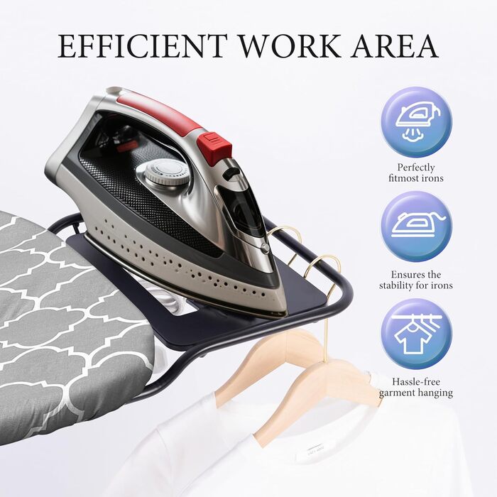 Складаний столик для прасування, 120 x 39 см, з великою підставкою для праски, регульована висота до 93 см