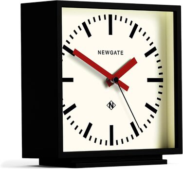 NEWGATE® Amp Silent Sweep Clock – 'No Tick' – a Modern Mantel Clock – Clocks for Living Rooms – Office Clock – Desk Clock – Mantel Clocks – Station Dial (Red)