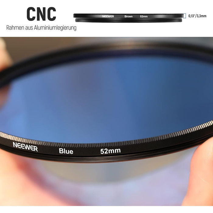 NEEWER Набір кольорових об'єктивних фільтрів 9 шт. (52 мм) – Набір фільтрів для об'єктивів камери, 9 кольорів, з сумками