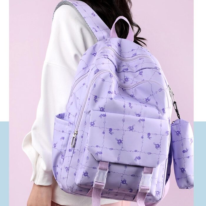 Великий рюкзак для учнів середньої школи, шкільний рюкзак для дівчат, рюкзак для зняття навантаження, синій шкільний рюкзак для хлопців (фіолетовий)